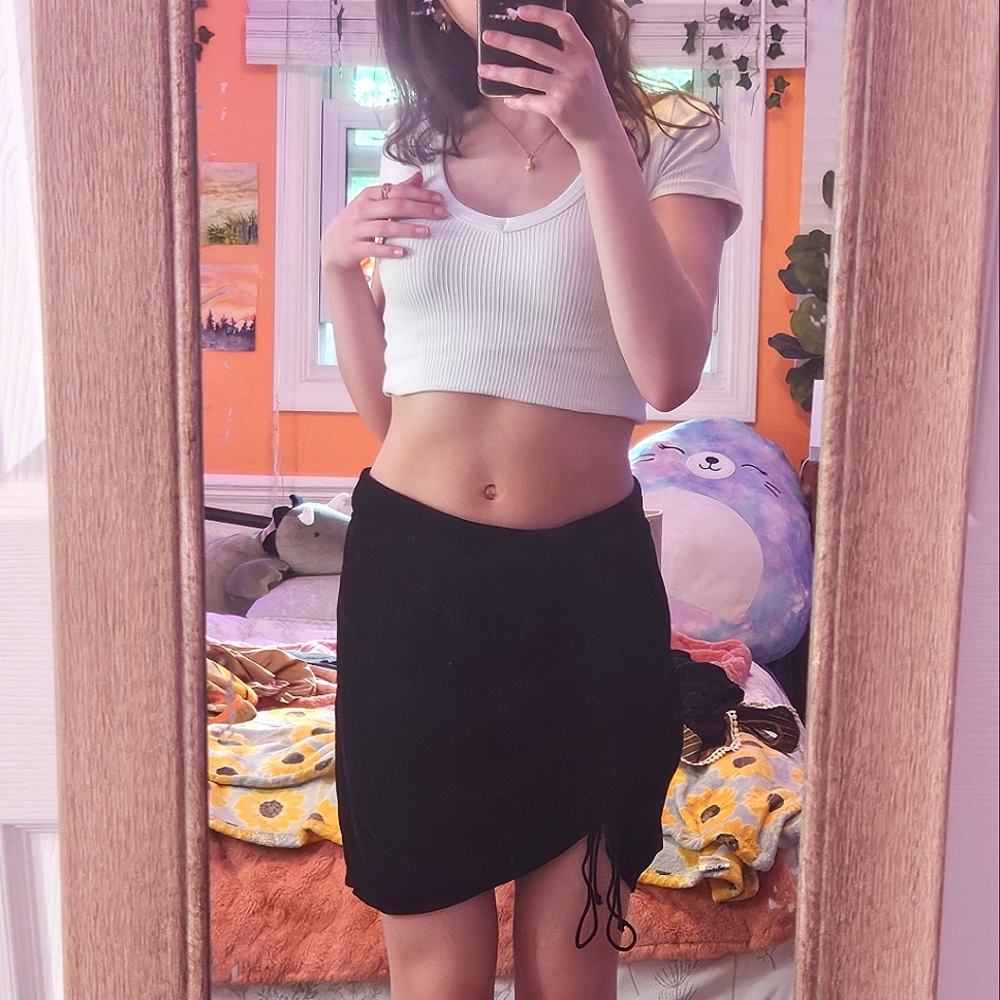 Free People Black Velvet Skirt
